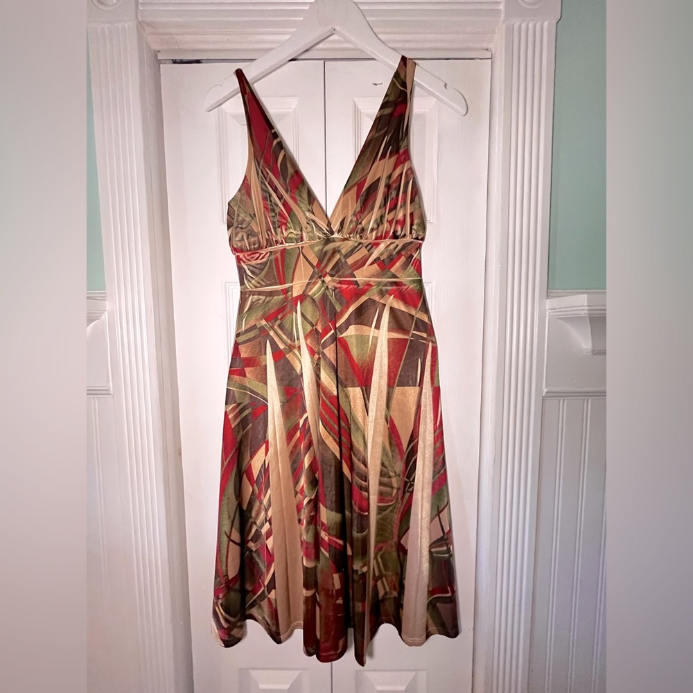 Stretchy satin tropical evening dress